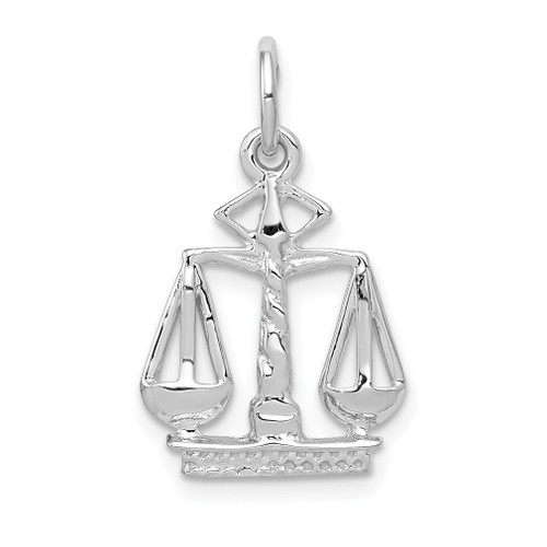 Lex & Lu 14k White Gold Polished Flat-Backed Small Scales of Justice Charm - Lex & Lu