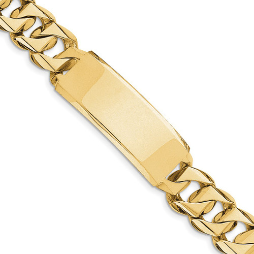 Lex & Lu 14k Yellow Gold Hand-polished Traditional Heavy Link ID Bracelet - Lex & Lu