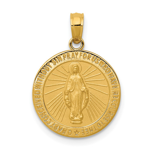 Lex & Lu 14k Yellow Gold Miraculous Medal Pendant LAL79101 - Lex & Lu
