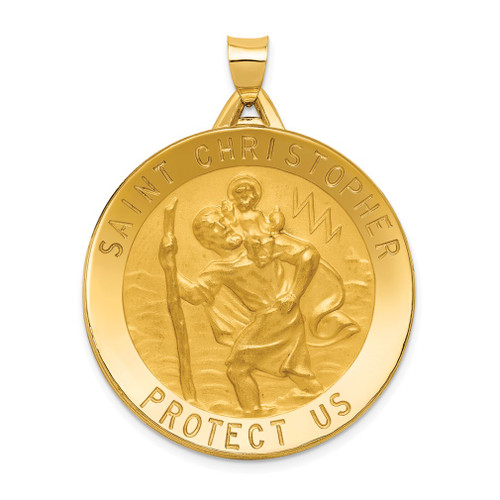 Lex & Lu 14k Yellow Gold Saint Christopher Medal Pendant LAL79113 - Lex & Lu
