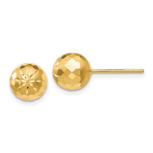 Lex & Lu 14k Yellow Gold 7mm D/C Mirror Ball Post Earrings - Lex & Lu