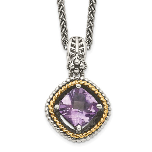 Lex & Lu 14k Yellow Gold w/Sterling Silver Two-tone w/Amethyst Necklace LAL79906 - Lex & Lu