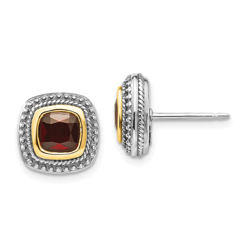 Lex & Lu 14k Yellow Gold w/Sterling Silver Two-tone w/Garnet Earrings LAL80031 - Lex & Lu