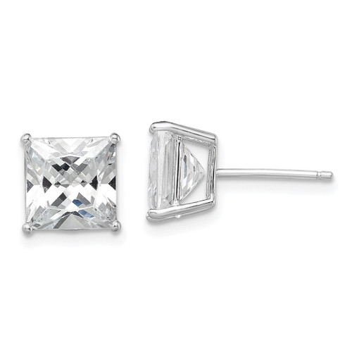 Lex & Lu Sterling Silver CZ 8mm Square Post Earrings - Lex & Lu