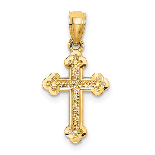 Lex & Lu 14k Yellow Gold Small Budded Cross Charm - Lex & Lu