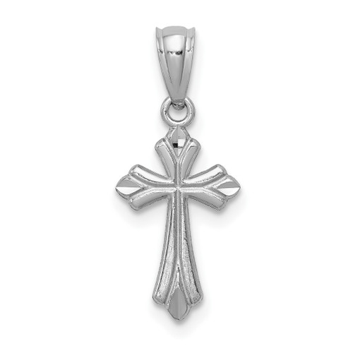 Lex & Lu 14k White Gold Budded Cross Charm LAL80269 - Lex & Lu