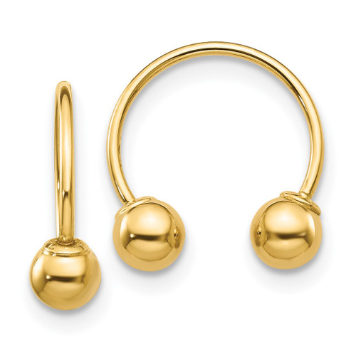 Lex & Lu 14k Yellow Gold Open Hoop Beaded Earrings - Lex & Lu