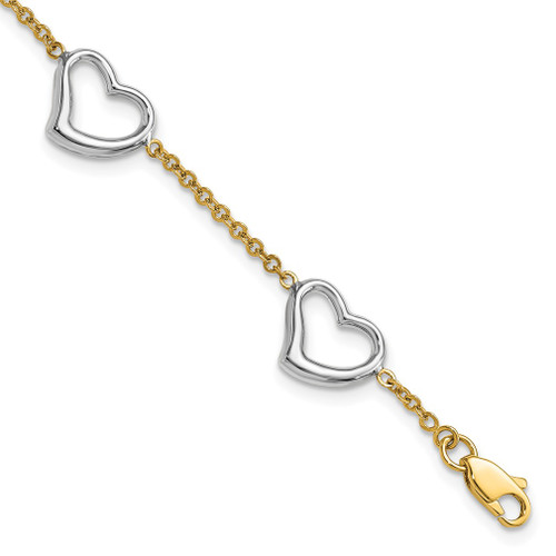 Lex & Lu 14k Two-tone Gold Heart Bracelet 7'' - Lex & Lu