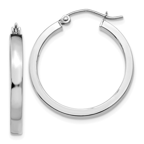 Lex & Lu 14k White Gold 2x3mm Rectangle Tube Hoop LAL81371 - Lex & Lu