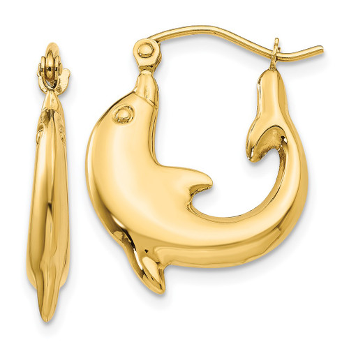 Lex & Lu 14k Yellow Gold Polished Dolphin Hoop Earrings LAL81524 - Lex & Lu