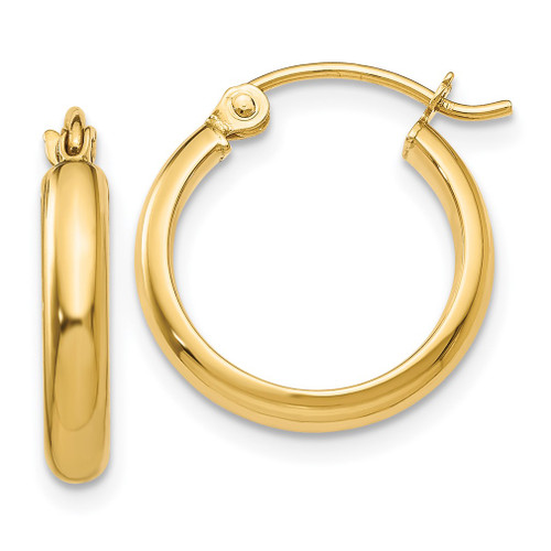 Lex & Lu 14k Yellow Gold Round Tube Hoop Earrings LAL81644 - Lex & Lu