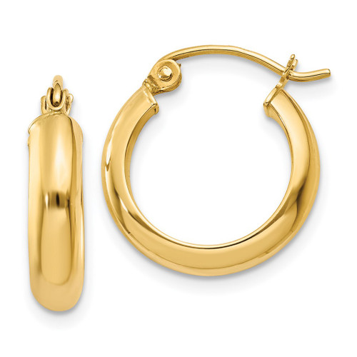 Lex & Lu 14k Yellow Gold Round Tube Hoop Earrings LAL81650 - Lex & Lu
