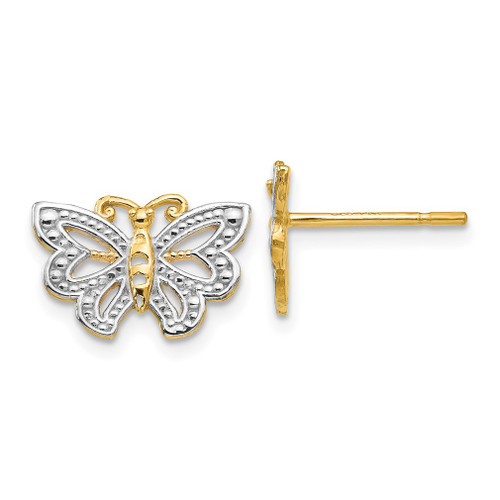 Lex & Lu 14k Two-tone Gold Butterfly Post Earrings - Lex & Lu