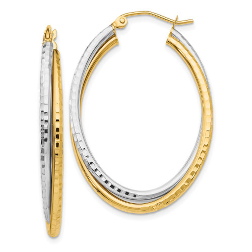 Lex & Lu 14k Two-tone Gold D/C Polished Oval Hoop Earrings LAL82013 - Lex & Lu