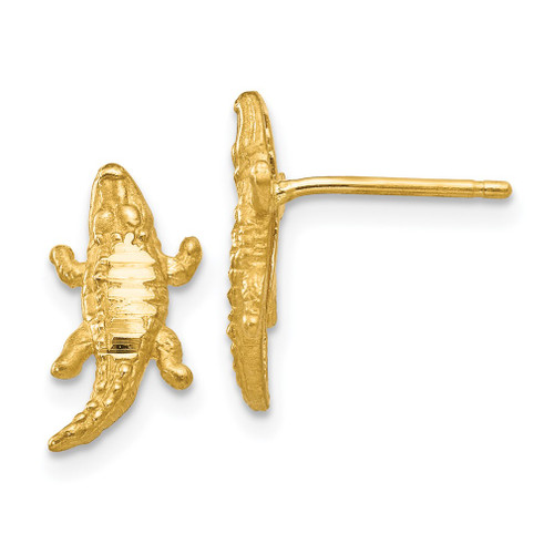 Lex & Lu 14k Yellow Gold D/C Alligator Earrings - Lex & Lu