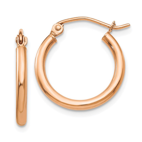 Lex & Lu 14k Rose Gold Polished Light Weight Small Tube Hoop Earrings LAL82307 - Lex & Lu