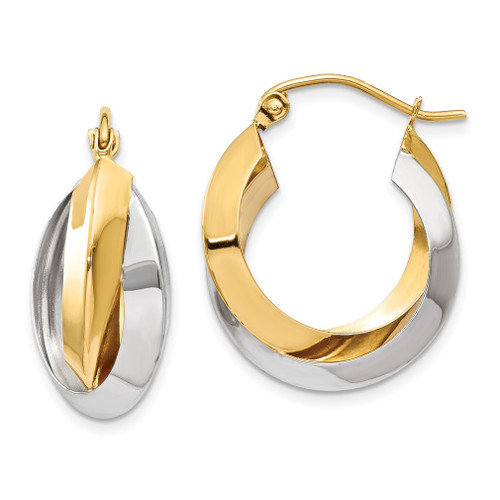 Lex & Lu 14k Two-tone Gold Polished Knife-edge Double Hoop Earrings - Lex & Lu