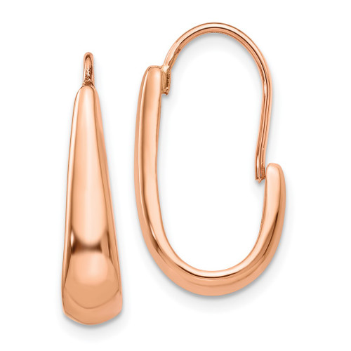 Lex & Lu 14k Rose Gold Polished Tapered J-Hoop Wire Earrings - Lex & Lu