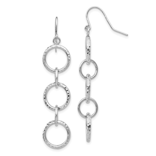 Lex & Lu 14k White Gold D/C Circle Dangle Earrings - Lex & Lu