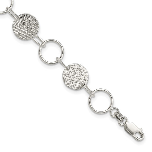 Lex & Lu Sterling Silver Fancy Circle Bracelet 7.5'' - Lex & Lu