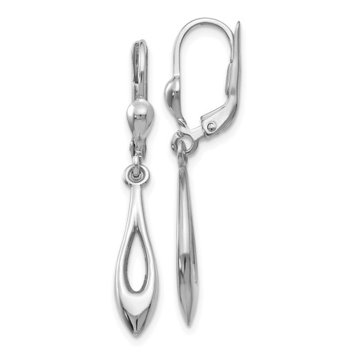 Lex & Lu 14k White Gold Polished Dangle Leverback Earrings LAL82774 - Lex & Lu