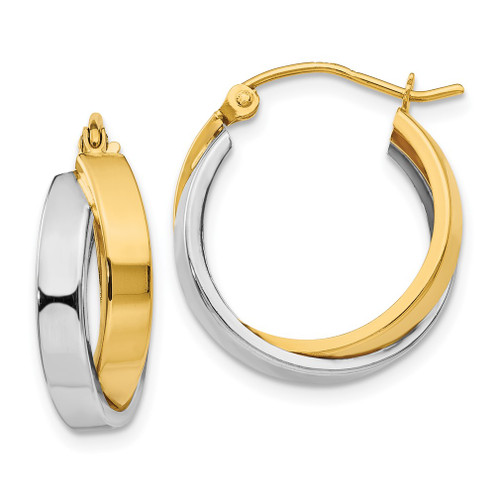 Lex & Lu 14k Two-tone Gold Polished Double Hoop Earrings LAL82787 - Lex & Lu