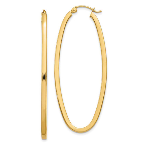 Lex & Lu 14k Yellow Gold 2mm Large Oval Hoop Earrings - Lex & Lu