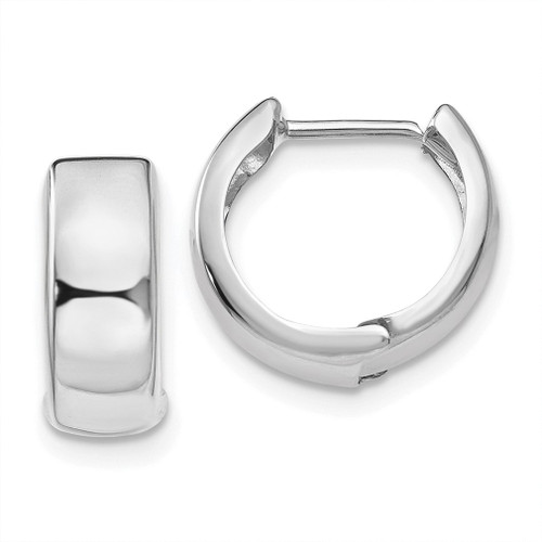 Lex & Lu 14k White Gold Polished Hinged Hoop Earrings LAL82853 - Lex & Lu