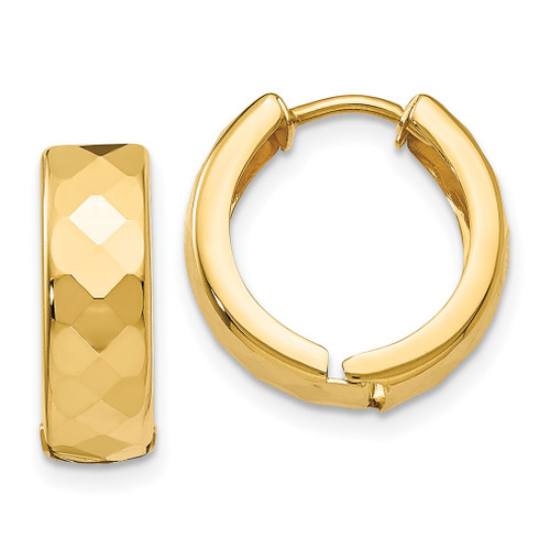 Lex & Lu 14k Tri-color Gold Textured Hinged Hoop Earrings - Lex & Lu