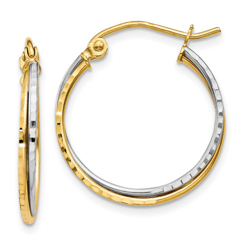 Lex & Lu 14k Two-tone Gold Yellow and D/C Twisted Hoop Earrings - Lex & Lu