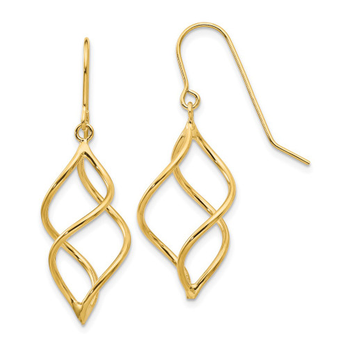 Lex & Lu 14k Yellow Gold Polished Short Twisted Dangle Earrings - Lex & Lu