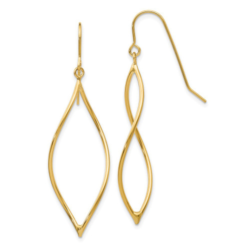 Lex & Lu 14k Yellow Gold Polished Twisted Oblong Dangle Earrings - Lex & Lu