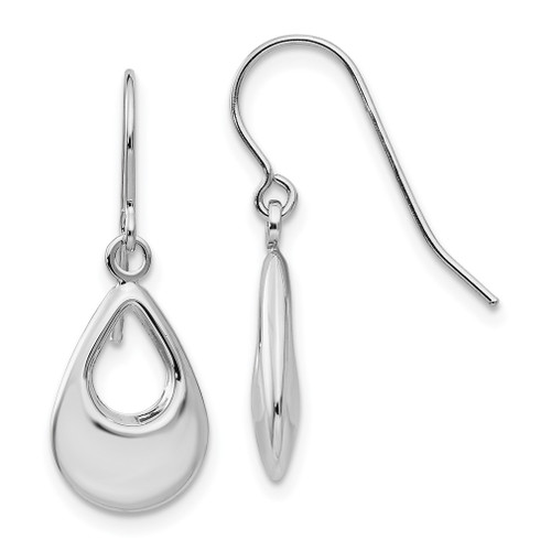 Lex & Lu 14k White Gold Teardrop Hollow Dangle Earrings - Lex & Lu