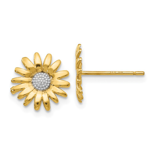 Lex & Lu 14k Yellow Gold & Rhodium Mini Daisy Post Earrings - Lex & Lu