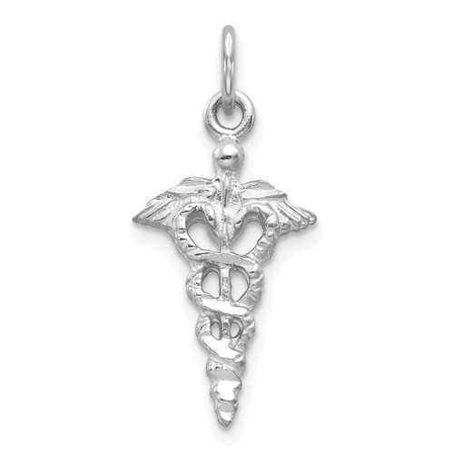 Lex & Lu 14k White Gold 3-D Caduceus Charm - Lex & Lu