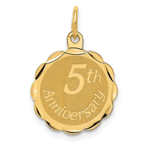 Lex & Lu 14k Yellow Gold Happy 5th Anniversary Charm - Lex & Lu