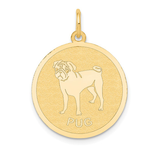 Lex & Lu 14k Yellow Gold Pug Disc Charm - Lex & Lu