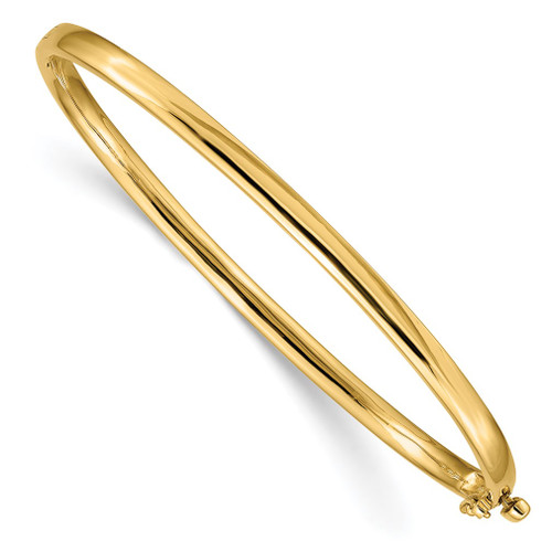 Lex & Lu 14k Yellow Gold 3.6mm Polished Solid Hinged Bangle Bracelet LAL83754 - Lex & Lu