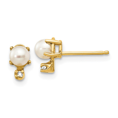 Lex & Lu 14k Yellow Gold Diamond & FWC Pearl Birthstone Earrings LAL83862 - Lex & Lu