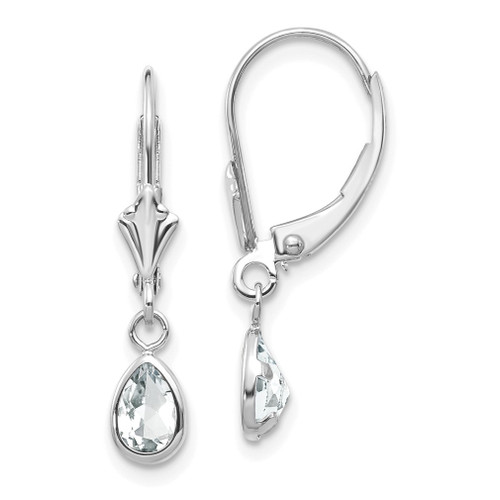 Lex & Lu 14k White Gold 6x4mm Topaz/April Earrings - Lex & Lu