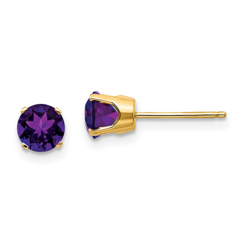 Lex & Lu 14k Yellow Gold 5mm Amethyst Earrings - February - Lex & Lu