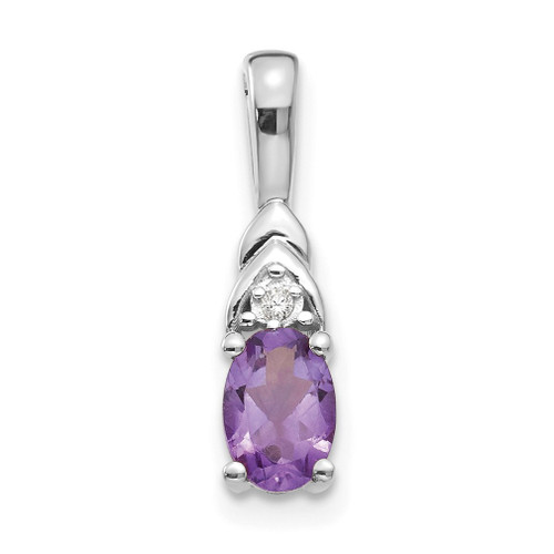 Lex & Lu 14k White Gold Amethyst Diamond Pendant LAL84022 - Lex & Lu