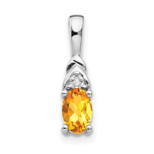 Lex & Lu 14k White Gold Citrine Diamond Pendant LAL84041 - Lex & Lu