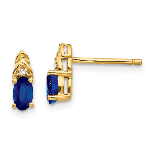 Lex & Lu 14k Yellow Gold Diamond & Sapphire Earrings LAL84058 - Lex & Lu