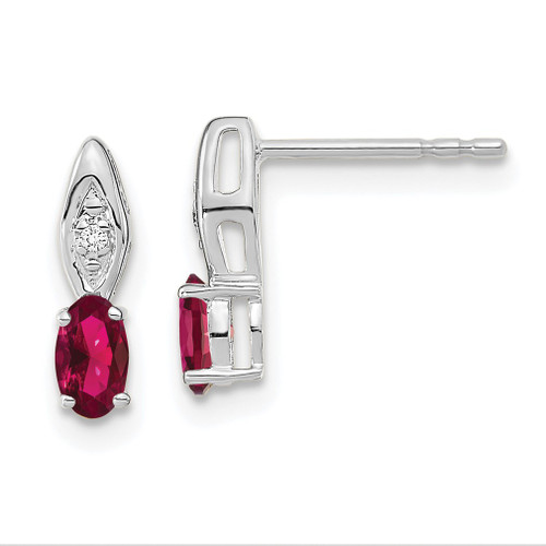 Lex & Lu 14k White Gold Ruby Diamond Earrings LAL84075 - Lex & Lu