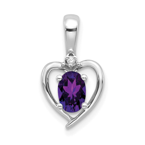 Lex & Lu 14k White Gold Amethyst Diamond Pendant LAL84142 - Lex & Lu