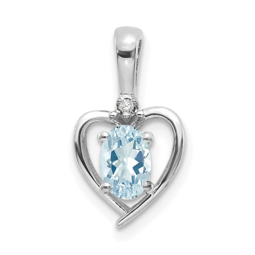 Lex & Lu 14k White Gold Aquamarine Diamond Pendant LAL84148 - Lex & Lu