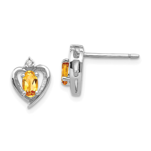 Lex & Lu 14k White Gold Citrine Diamond Earrings LAL84156 - Lex & Lu