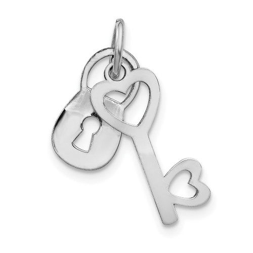 Lex & Lu 14k White Gold Polished Lock & Key Charm - Lex & Lu