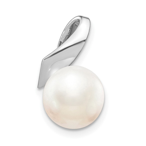 Lex & Lu 14k White Gold Satin (8-9mm) Button FW Cultured Pearl Pendant - Lex & Lu